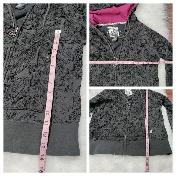 Volcom Wall Paper Skater Style gray and Black Vintage Zip Front Pocket S - Picture 3 of 9